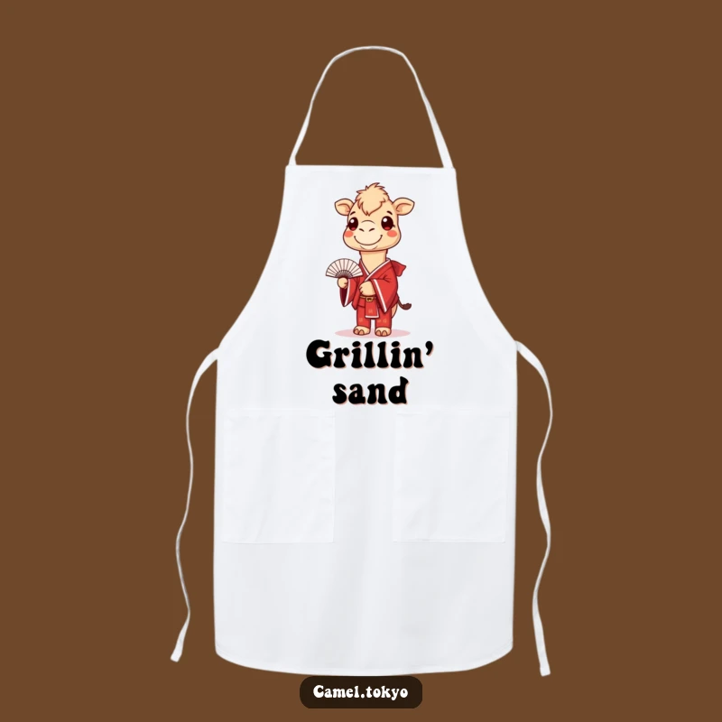 Funny Camel Kimono Apron: Smiling Chef's Wear with Fan Flair
