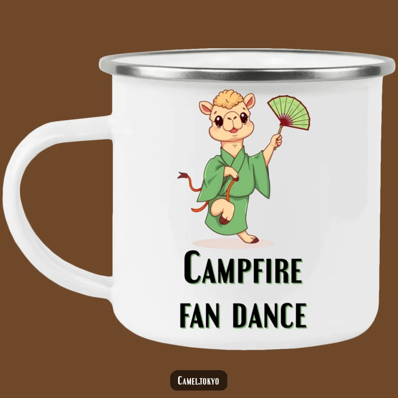 Funny Kicking Camel Camping Mug: Green Kimono Cup for Playful Adventures