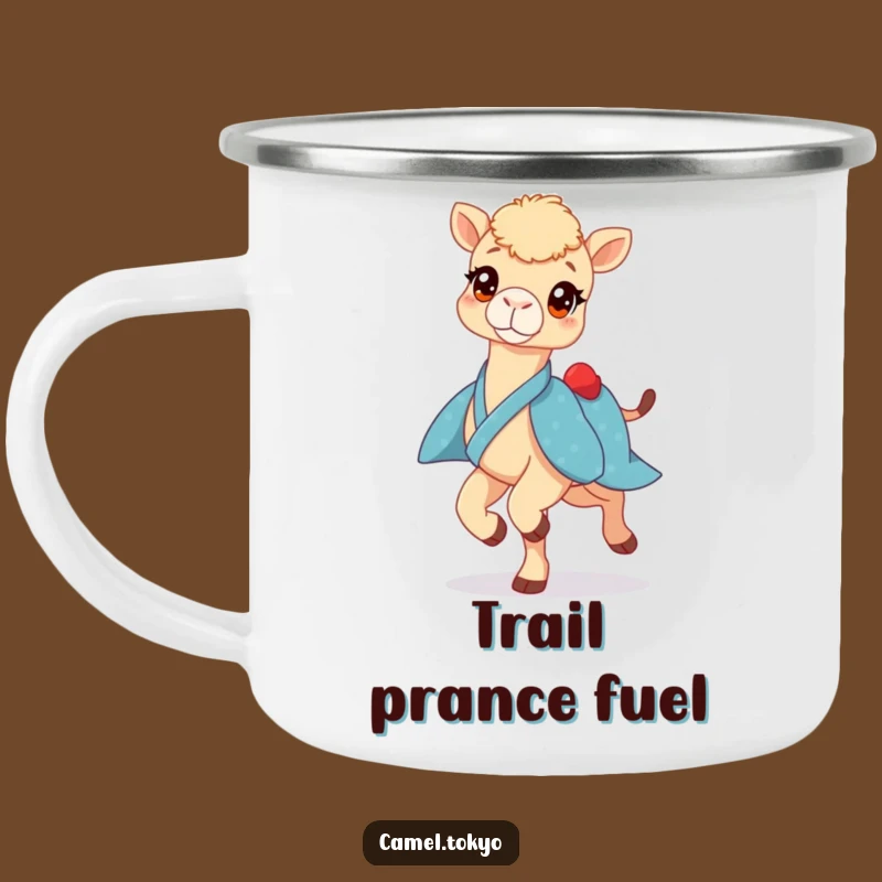 Funny Prancing Camel Camping Mug: Blue Kimono Cup for Adventures