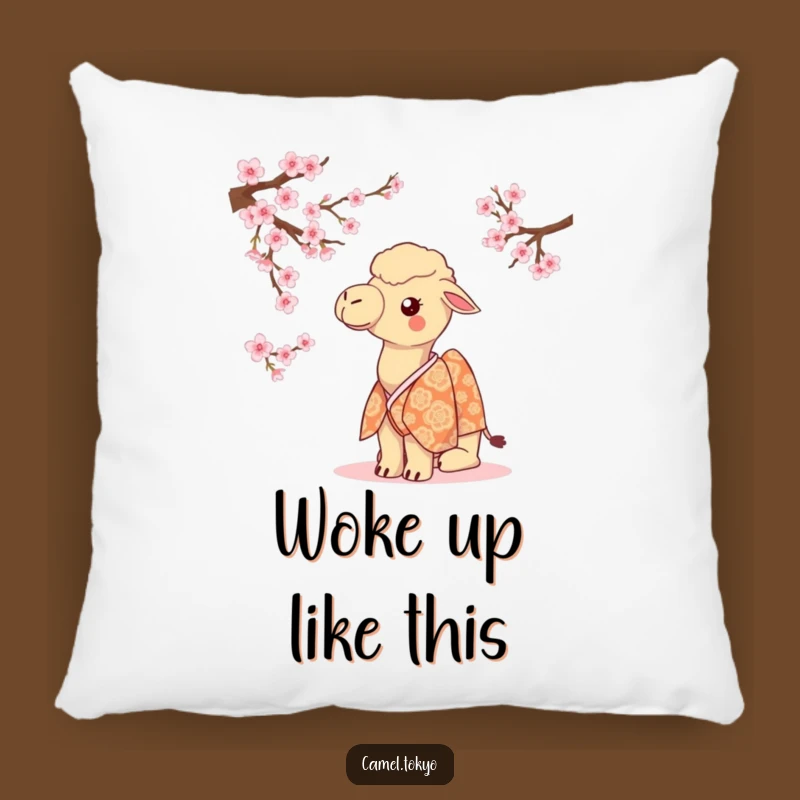 Comforting Funny Camel Kimono Pillow - Soft Cherry Blossom Accent Funny Gift