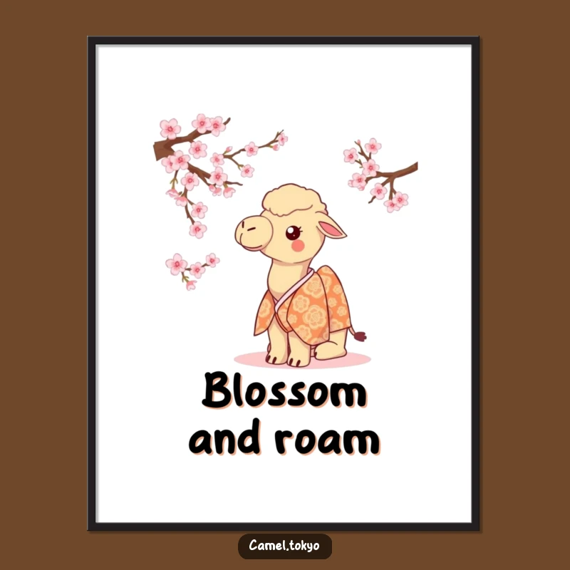 Funny Camel Kimono Digital Print - Cherry Blossom Wall Art Instant Funny Gift