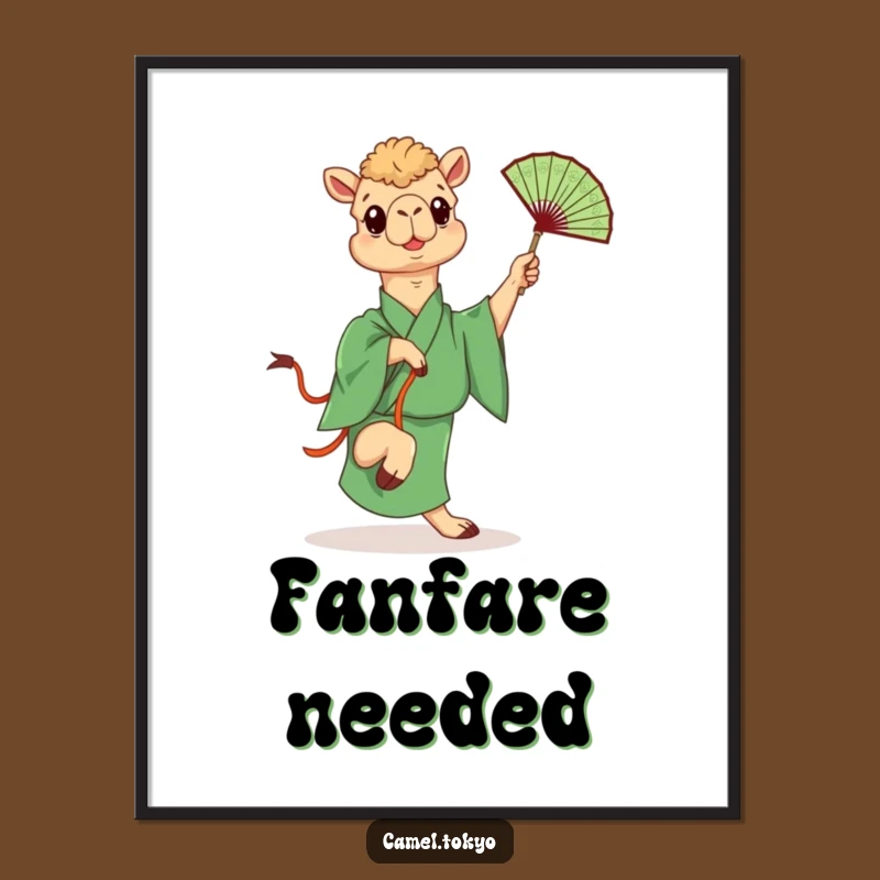 Funny Kicking Camel Digital Art: Green Kimono Print for Instant Fun