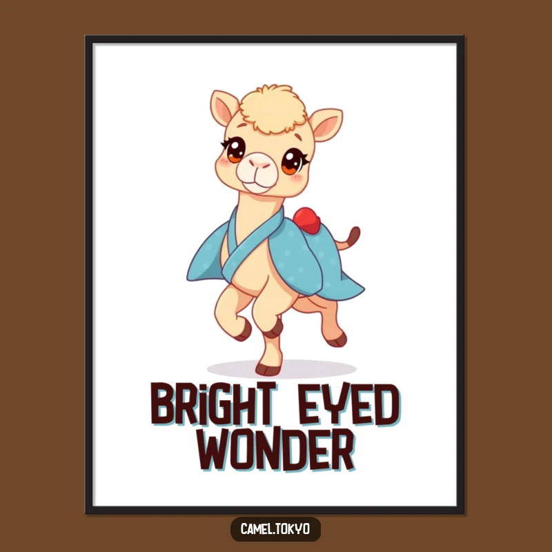 Funny Prancing Camel Digital Art: Blue Kimono Print for Instant Joy