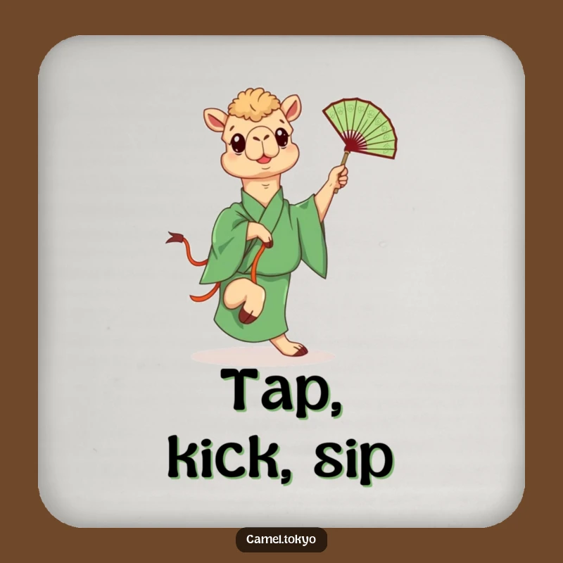 Funny Kicking Camel Coaster: Green Kimono Protector for Tables