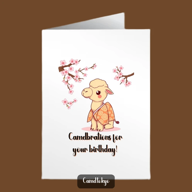 Free Printable Birthday Card: Funny Camel Kimono Design - Downloadable Gift