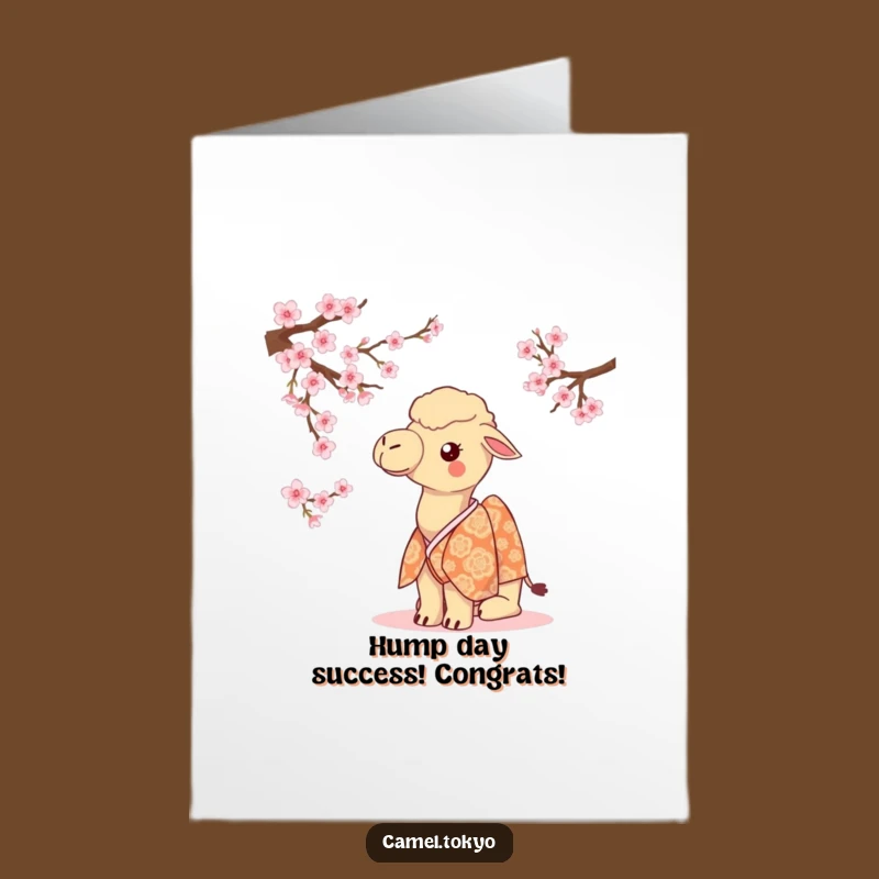 Free Printable Congrats Card: Funny Camel Kimono - Easy Print at Home Gift