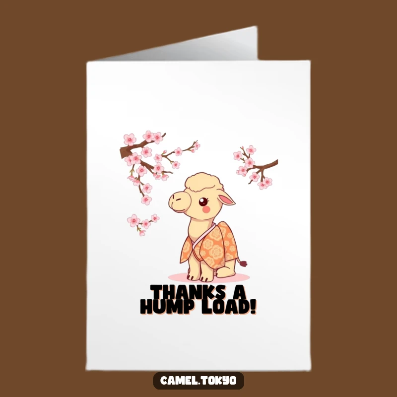 Free Printable Thank You Card: Humorous Camel Kimono - Downloadable