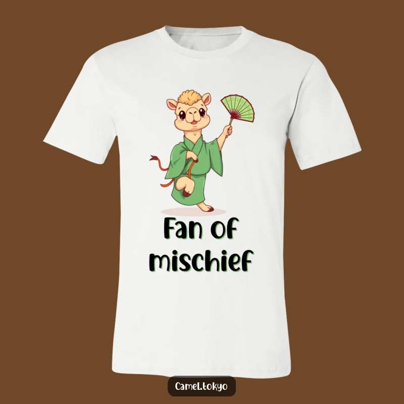 Funny Kicking Camel T-Shirt: Green Kimono Fan Fighter Tee