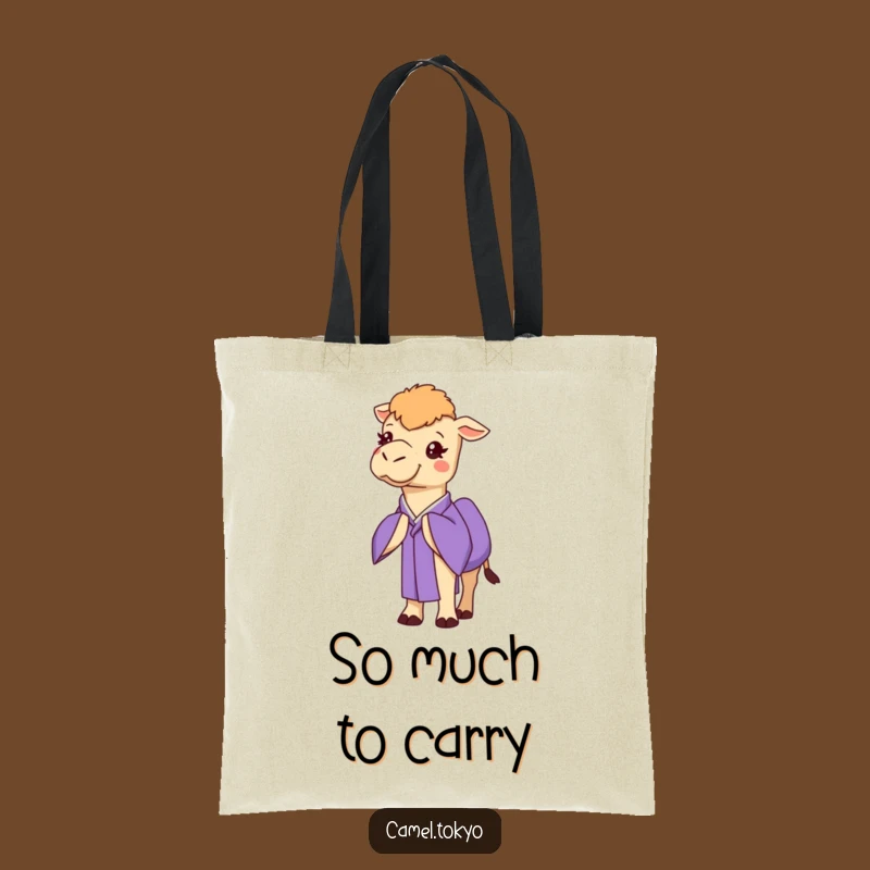 Funny Bowing Camel Tote Bag - Purple Kimono Style Funny Gift Carrier